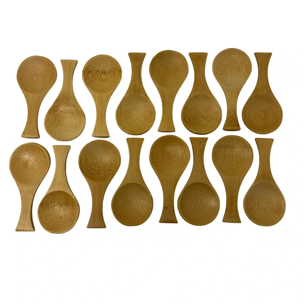 Bamboo Mini Spoons Set Of 16 Condiments Spice Eco-Friendly Unbranded Lightweight